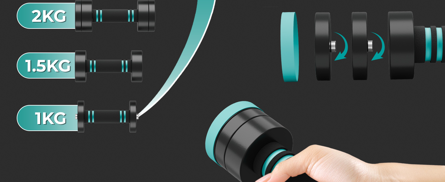 Набір гантелей Dripex, регульовані, сталеві, 2 шт. по 2.5 кг, 2 шт. по 5 кг, 2 шт. по 10 кг, для дому