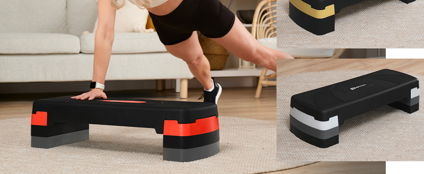 Аеробний степ-платформа Hop-Sport HS-PP033AS для дому, 3-рівнева, антиковзка, до 350 кг