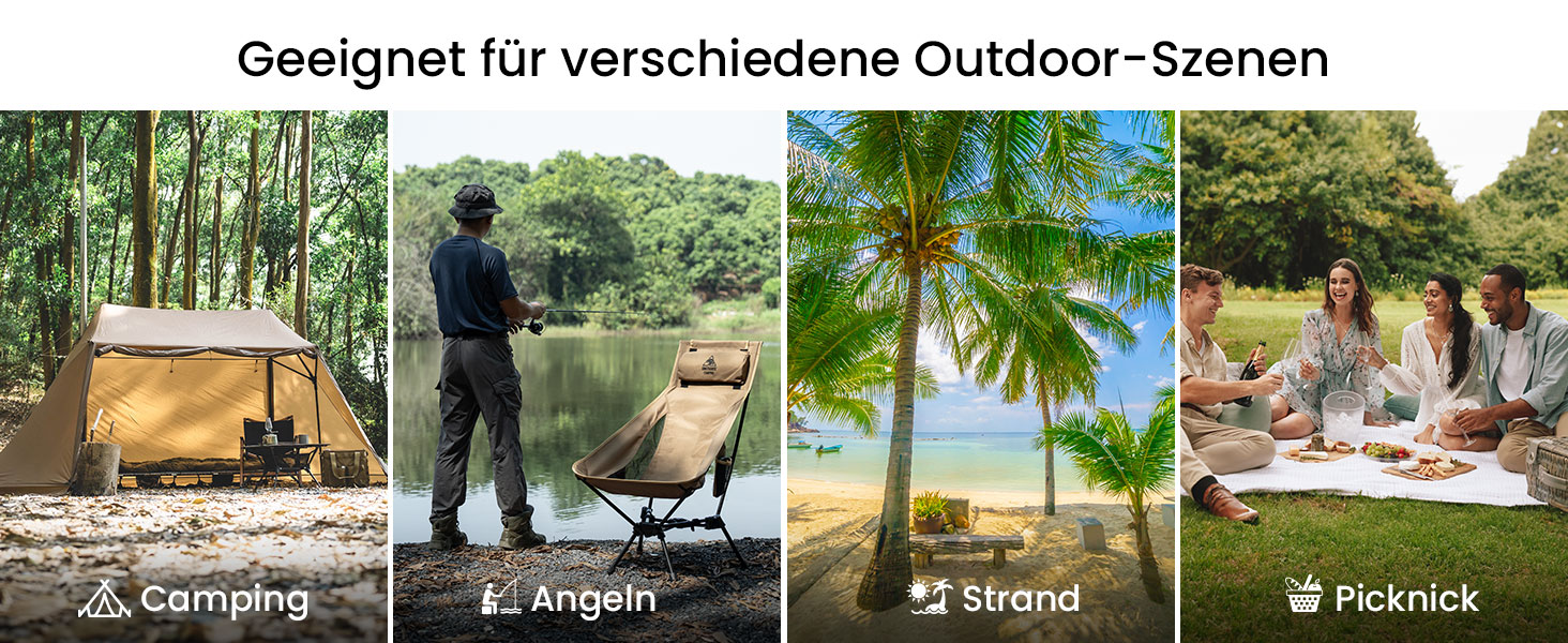 Стілець для кемпінгу OneTigris TIGERBLADE з високою спинкою, 170 кг, складний, легкий, з трикутним каркасом, для риболовлі з 2 кишенями, для відпочинку на природі, піших прогулянок, колір Койот