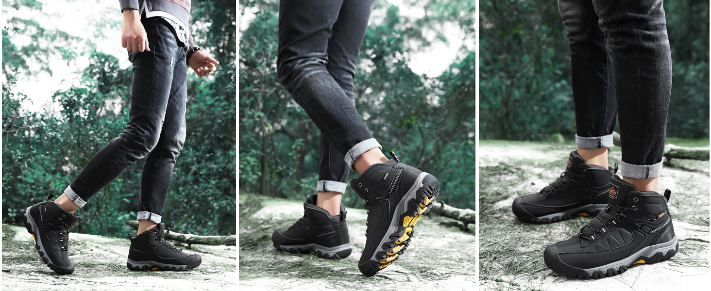 Чоловічі зимові черевики AX BOXING: утеплені зимові чоботи, теплі туристичні черевики для активного відпочинку, зимові боти, трекінгові черевики, розмір 41-46 EU, яскраво-жовтий колір, 42 EU