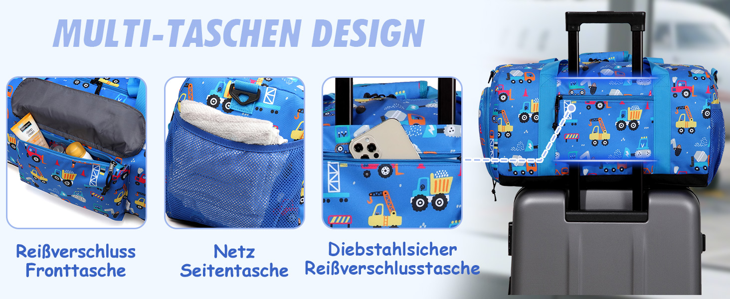 Спортивна сумка для дітей, дорожня сумка, мішок-сумка, спортивна сумка для плавання, для хлопчиків та дівчаток, водовідштовхувальна, сумка-мішок для перевезення ручною поклажею, сумка-мішок для подорожей на вихідні з відділенням для взуття, блакитна