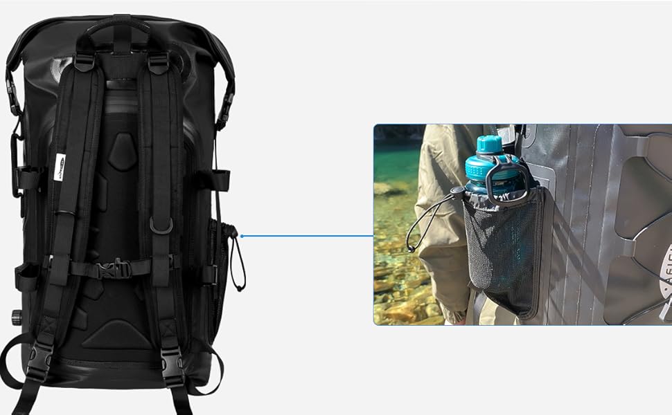 Водонепроникний рюкзак Dry Bag 45L для каякінгу та рафтингу (Чорний)