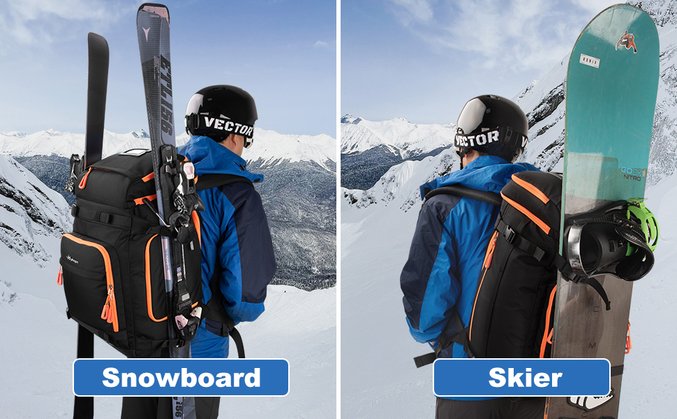 Чорний рюкзак для лиж та сноуборду HP з відділенням для шолома, 70L