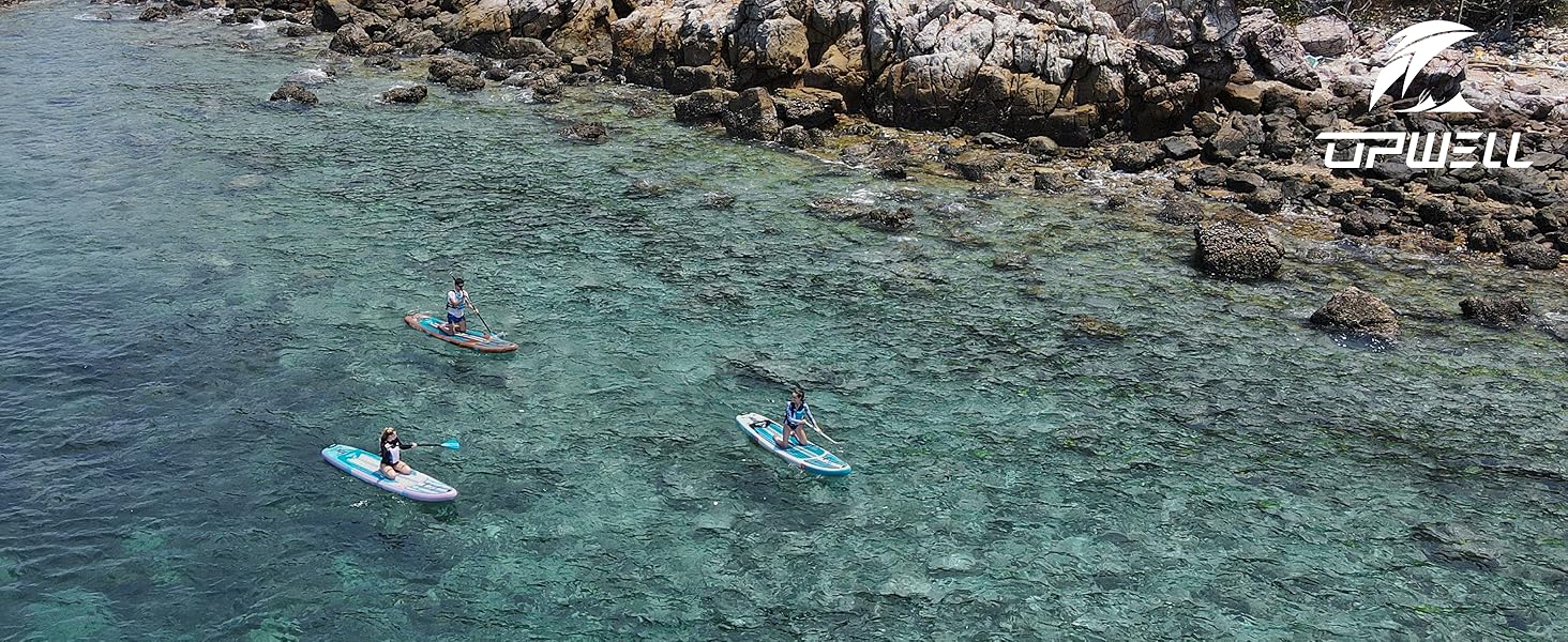 Надувний SUP-борд UPWELL Premium Stand Up Paddling Board з комплектом: сидіння, кріплення для камери, весло, 204 кг, для 2 осіб, 350x84x15 см