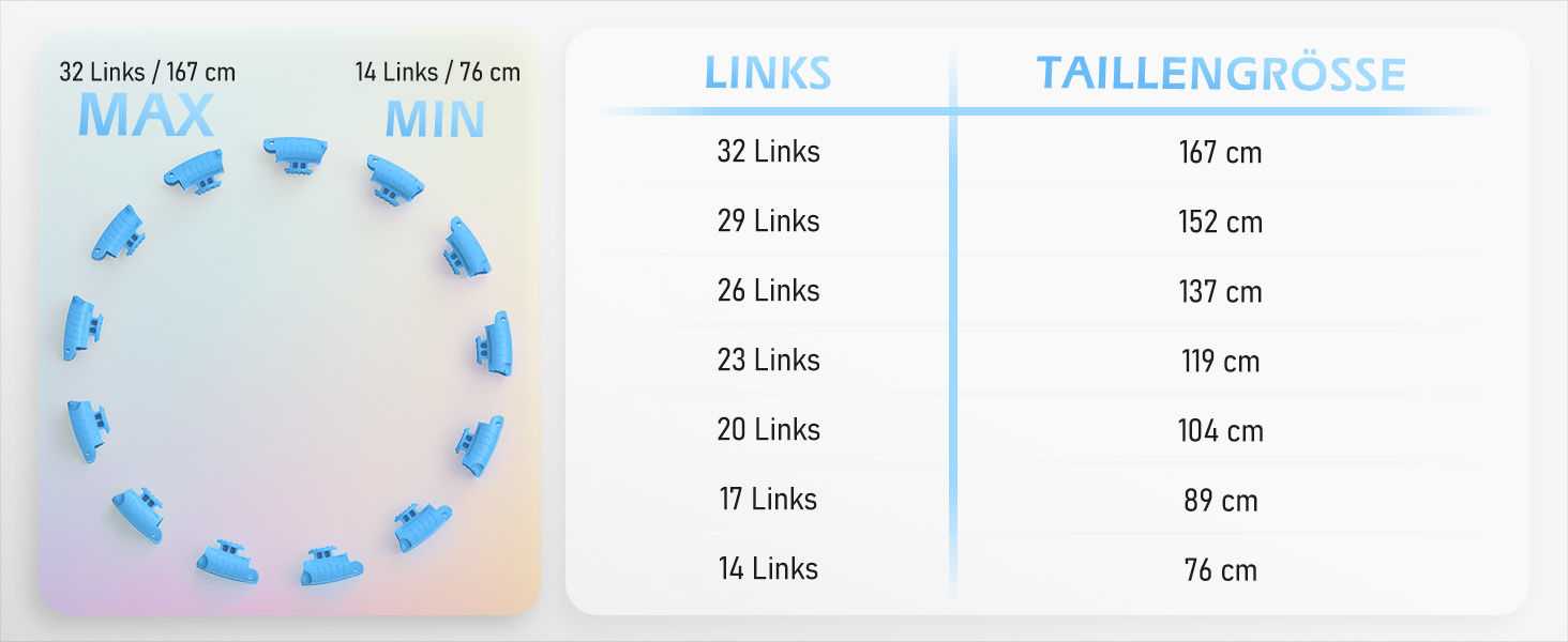 Smart обруч для схуднення з ваговим кільцем, 24 вузли (77-132 см), блакитний - для дорослих та початківців