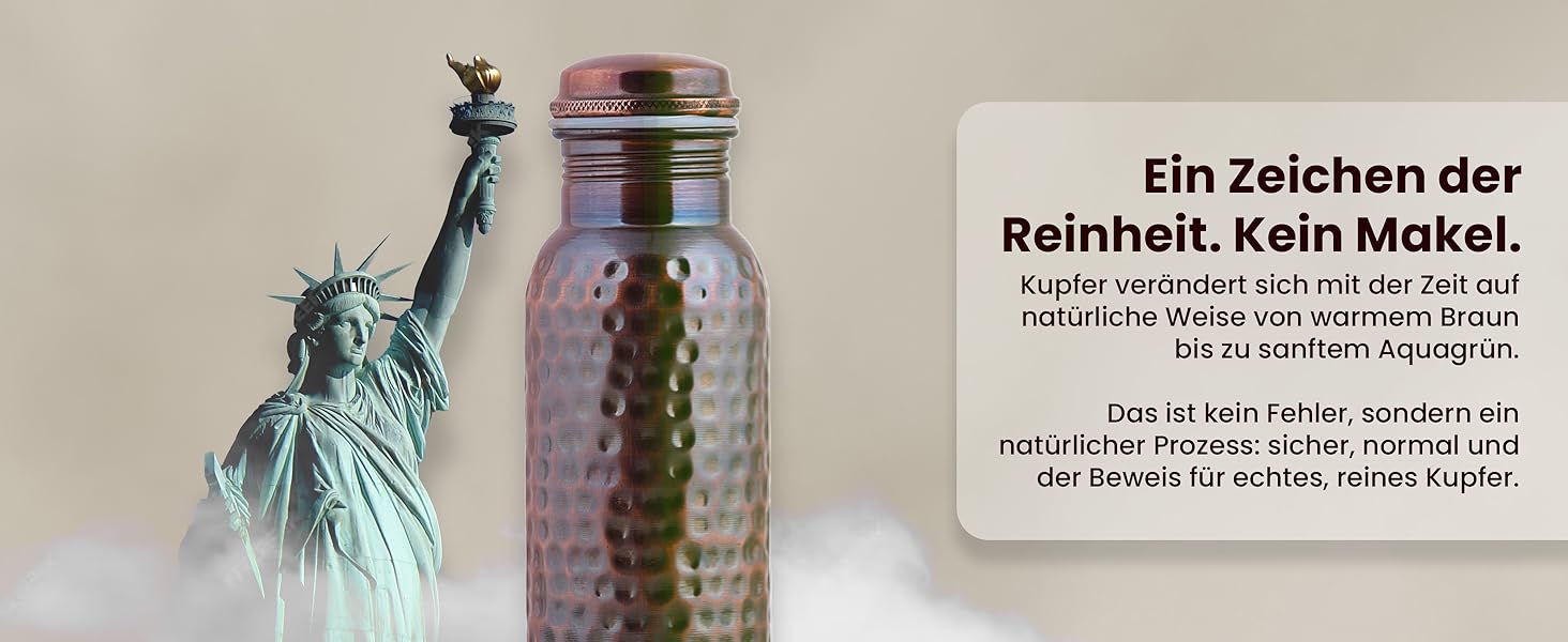 Куперна пляшка для води з кришкою та сумкою 1000 мл (2 шт.) - Аюрведа, для офісу та йоги