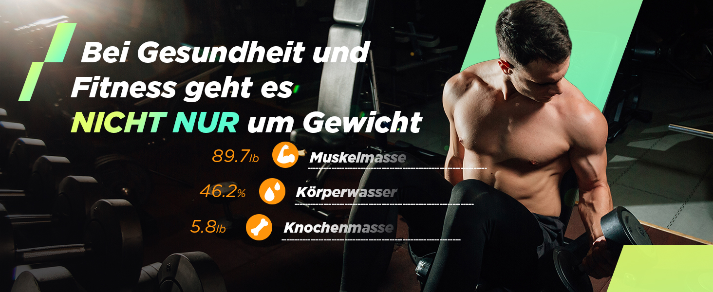 Вага RunSTAR для вимірювання жиру в тілі, електронна персональна вага з великим дисплеєм, аналізатор 13 показників, синхронізація з додатком - білий колір