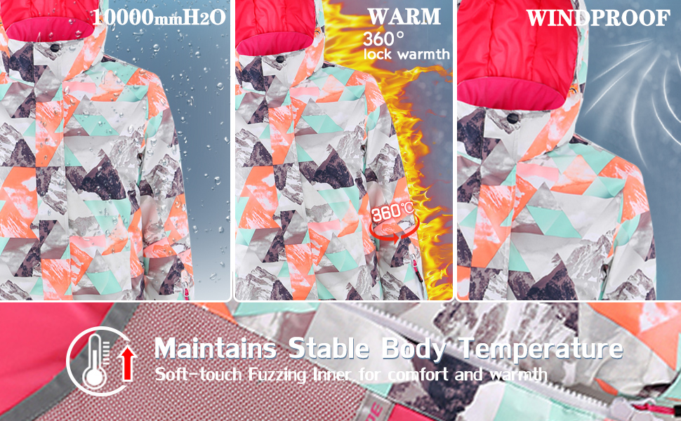 Жіночий комплект для сноубордингу та лижного спорту: куртка та штани, водонепроникний, вітронепроникний, теплий, для туризму, сноубордингу, лижного спорту, оранжевий+чорний, розмір L