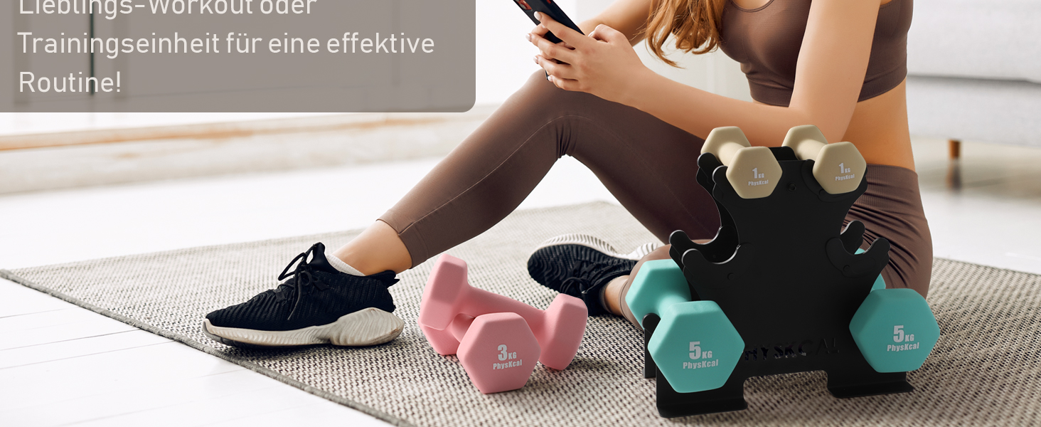 Набір гантелей KurzhanTel для дому та фітнесу, 18 кг (бежевий, рожевий, тіффані)