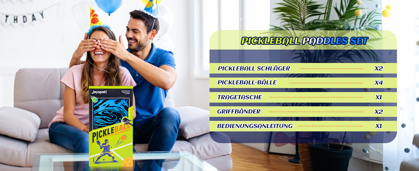 Набір для піклболу JOY SPOT! 2 ракетки, 4 м'ячі, сумка – Легкі ракетки з фібергласовою поверхнею для чоловіків, жінок та початківців – Ідеально для гри в приміщенні та на вулиці
