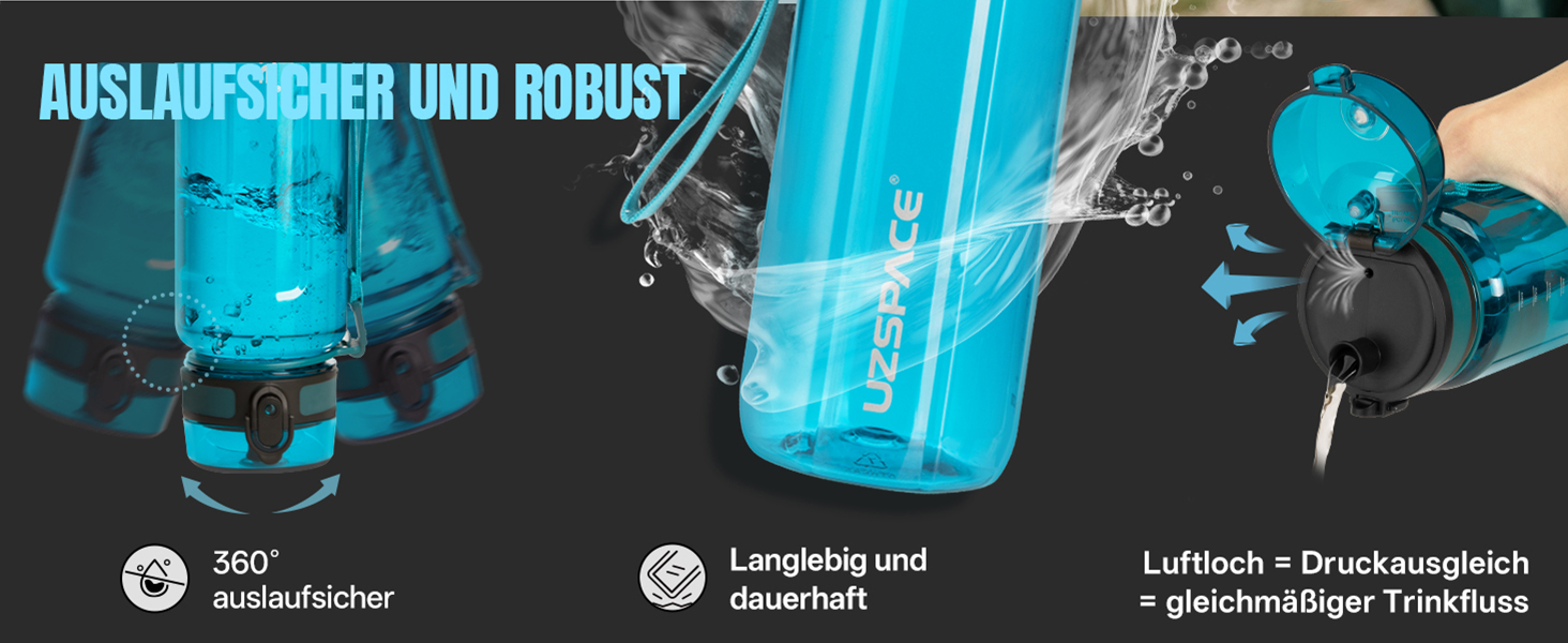 Вода пляшка UZSPACE 750 мл Tritan, без BPA, для спорту та активного відпочинку, фіолетовий