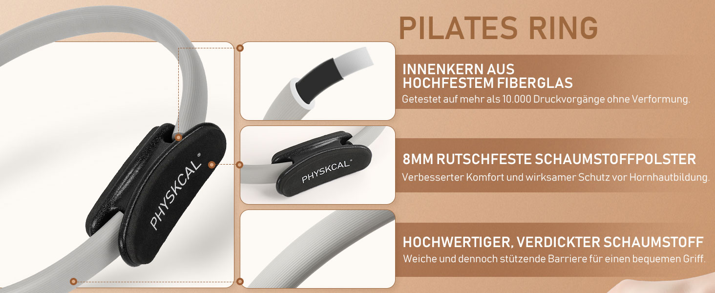 Набір для пілатесу: кільце 38 см, м'яч, гумки для фітнесу (3x, 2x) та килимок (Gletschergrau)