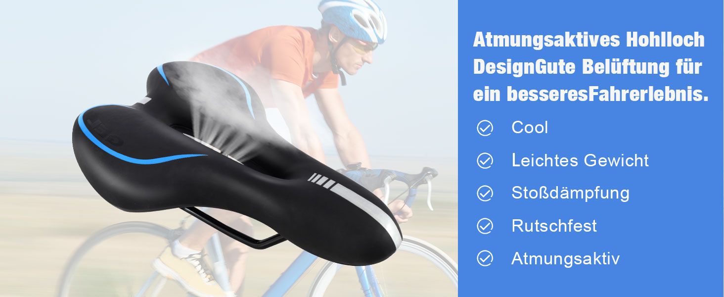 Велосипедне сідло ENJOHOS: водонепроникне, PU, для MTB, Trekking, Tour, шосе, чорний колір