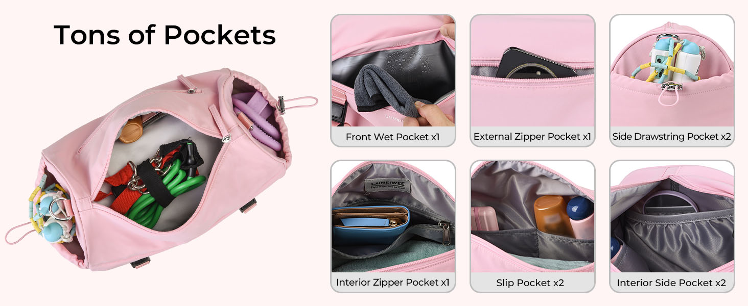 Спортивна сумка 11Л для фітнесу та йоги, водонепроникна сумка для тренувань з відділенням для мокрих речей та ременем для килимка, компактна дорожня сумка-вікенд для залу, басейну та сауни (Чорна)