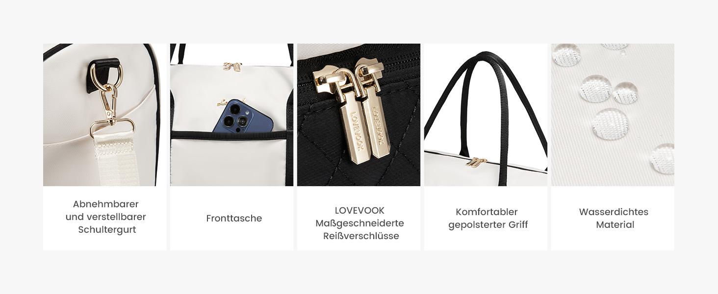 Сумка-мішок LOVEVOOK для жінок: дорожня, спортивна, з відділенням для взуття та мокрих речей, 2 шт. (35л, бежевий/чорний)