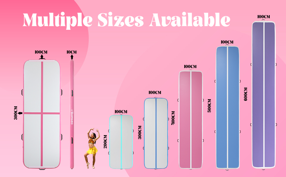 Надувна гімнастична матка Airtrack для дому: рожева, 200х100х10 см. Ідеальна для фітнесу, тренувань та гімнастики.