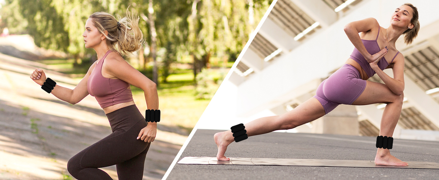 Набір обтяжників для зап'ястя та кісточок RYACO, 2 шт (2x0,5KG), регульовані манжети, для рук, ніг, ходьби, бігу, йоги, пілатесу, аеробіки (чорний)