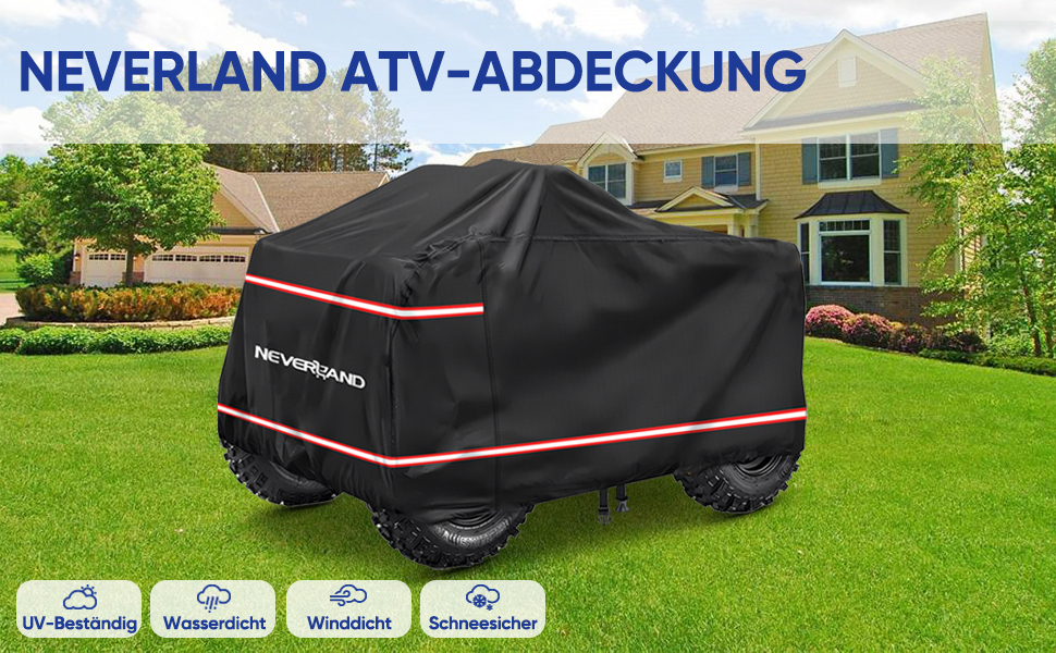 Покривало для квадроцикла NEVERLAND XXXL 256x110x120 см - захист від бруду, сонця, дощу та зимових умов. Оксфорд 210D, оранжевий, з фосфоресцентним покриттям.