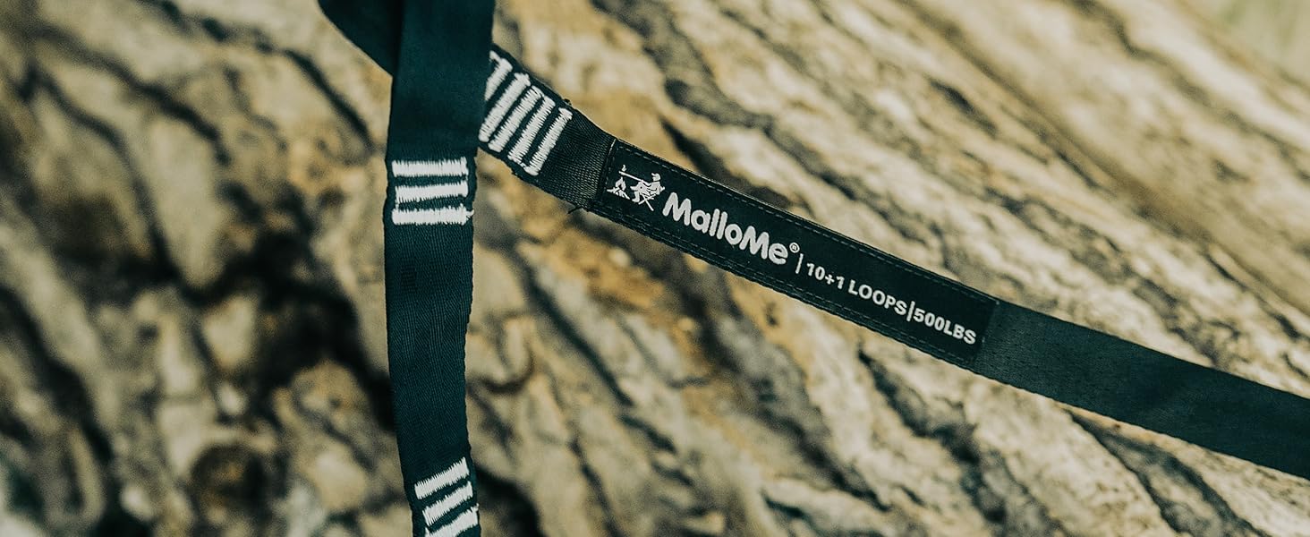 Подвійна гамак MalloMe (300 x 200 см) для кемпінгу та відпочинку на природі - 2 особи, дихаючий, водонепроникний, нейлон, з карабінами