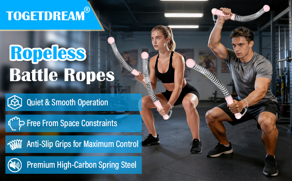 Битва-мотузка TOGETDREAM без мотузки, регульована, для тренування всього тіла, спалювання жиру, кардіо та силових тренувань, рожева