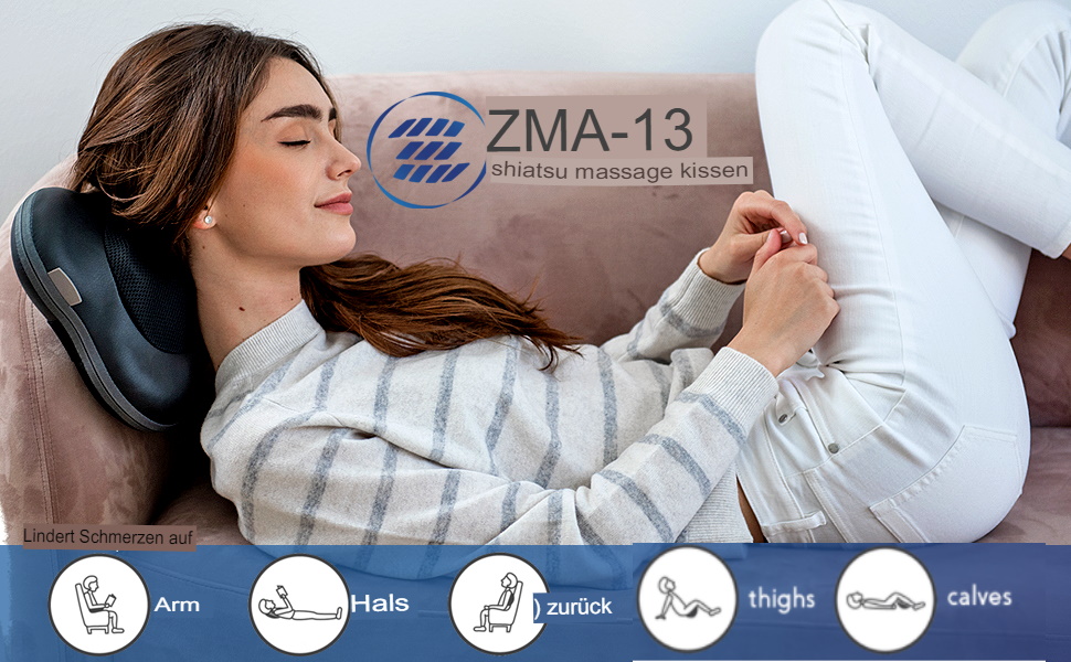 Масажер для спини та шиї Zyllion Shiatsu 3D – глибокий масаж м'язів для дому та авто (кабельне підключення, чорний)