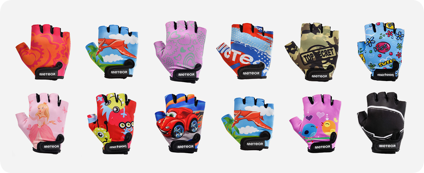 Дитячі велосипедні рукавички Meteor Unisex для дітей, Gel BMX, червоний квітка, розмір S (6.5-7cm)