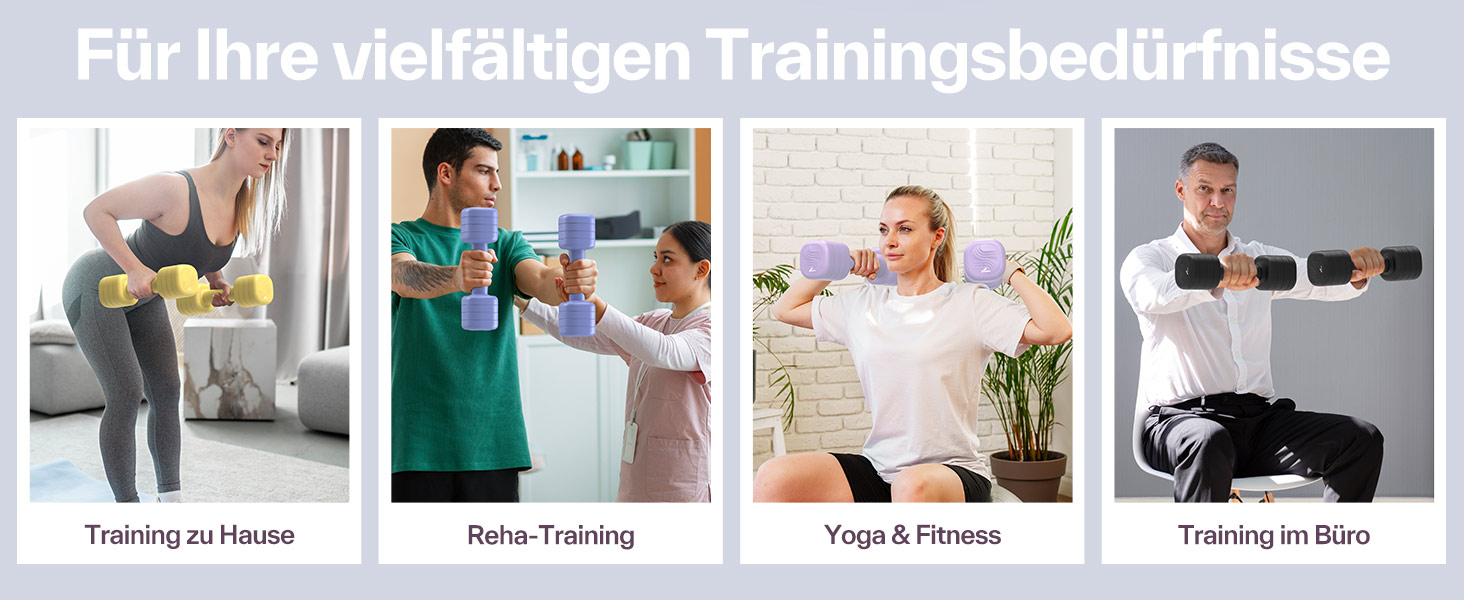 Sportneer Регульовані гантелі для жінок - набір з 2 гантелей (по 1-2,5 кг) з неслизьким TPU-покриттям, 4-в-1 набір гантелей для фітнесу вдома, домашній спортзал та силові тренування (світло-блакитний)