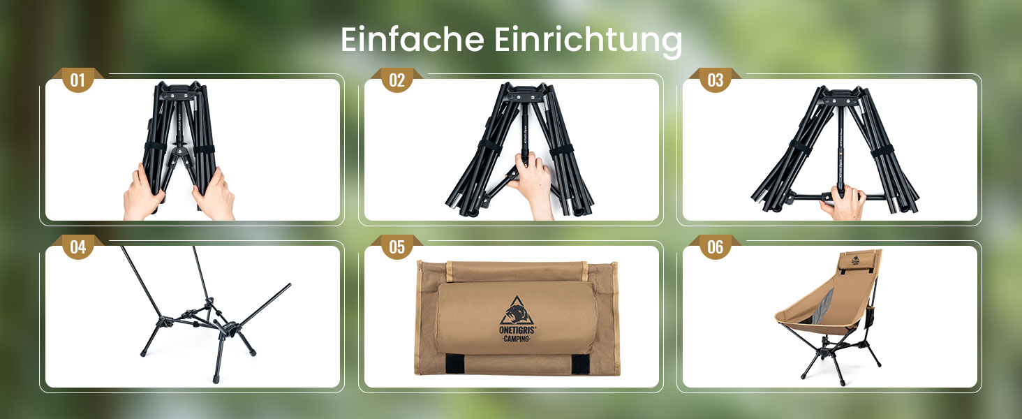 Стілець для кемпінгу OneTigris TIGERBLADE з високою спинкою, 170 кг, складний, легкий, з трикутним каркасом, для риболовлі з 2 кишенями, для відпочинку на природі, піших прогулянок, колір Койот