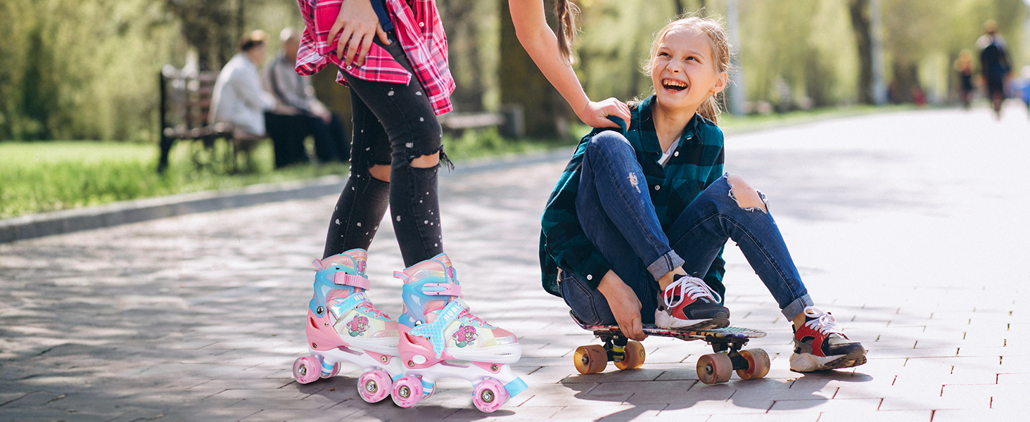 Дитячі ролики Kinder - регульовані, рожеві, для дівчаток та хлопчиків, 4 розміри, для початківців, для залу та вулиці (36-40 EU)