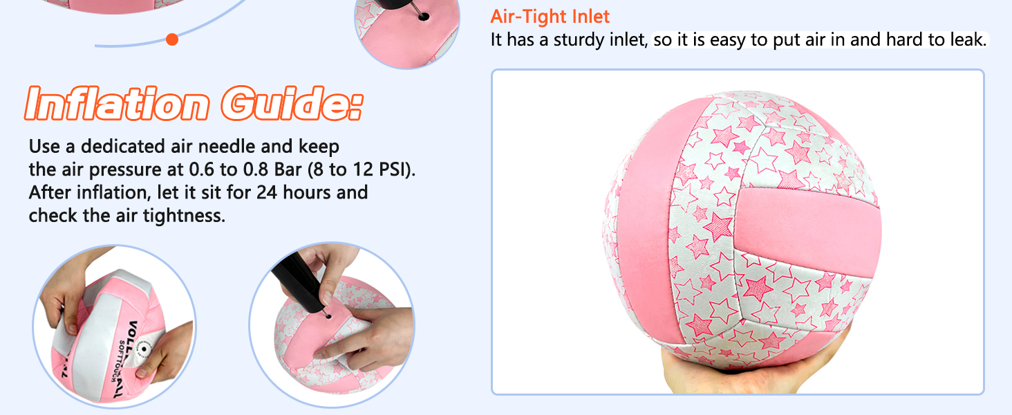 Волейбольний м'яч Bibykivn Official Size 5: водовідштовхуючий, з насосом, PVC-покриття, для пляжу, басейну та спорту (блакитно-зелений)