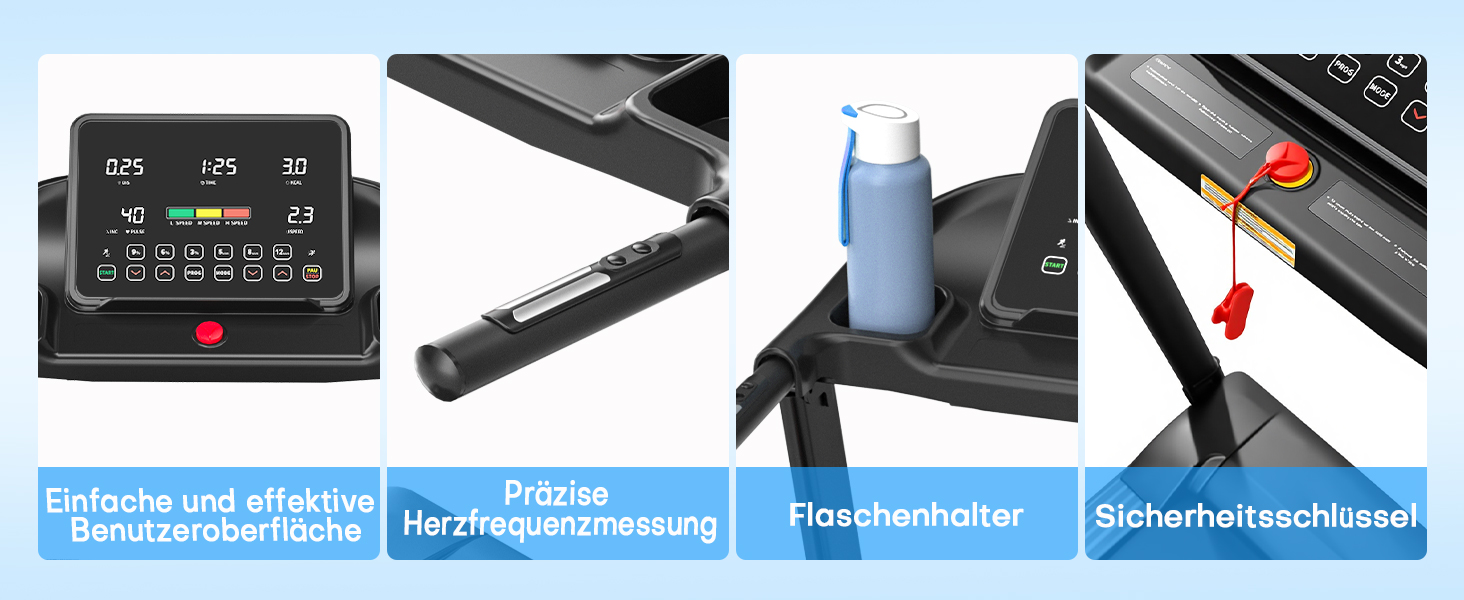 Бігова доріжка для дому складний з автоматичним нахилом, Walking Pad 14KM/H, біговий доріжка з 3.0-PS двигуном, 12 попередньо встановлених програм та фітнес-додаток, обладнання для фітнесу, вантажопідйомність 160Kg, чорний