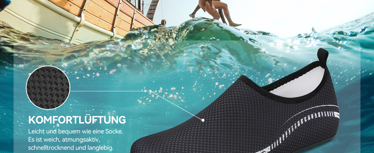 Водні шкарпетки для жінок та чоловіків: шкарпетки для плавання, аквашузи, шкарпетки для пляжу, унісекс, блакитний колір, розмір 43 EU, принт 