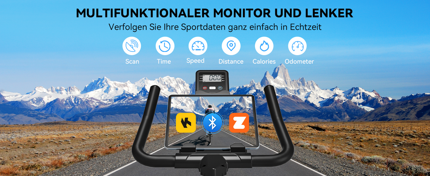 Велотренажер для дому з мобільним додатком, тихий велоергометр з магнітним опором, фітнес-велосипед для кардіотренувань, до 160 кг, блакитний