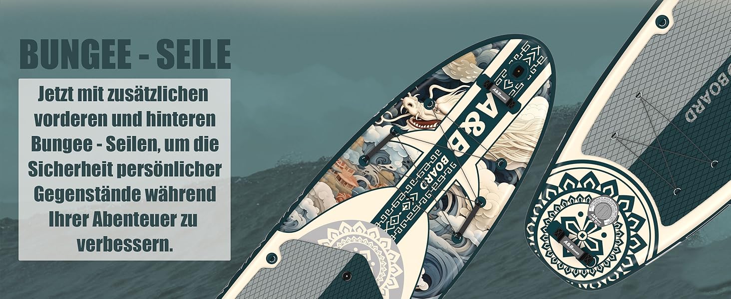 Надувний SUP-борд A&BBOARD з аксесуарами, 335x88 см, для підлітків та дорослих (зелений + дракон)