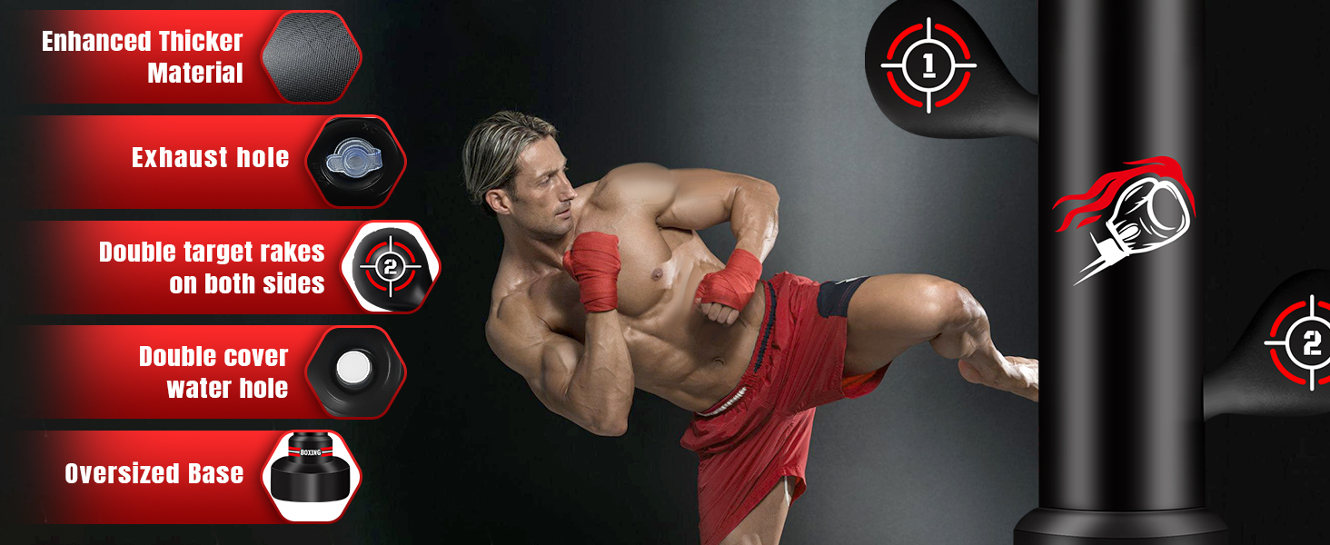 Стенд-боксерський мішок NZQXJXZ для дорослих 180 см з рукавичками, насосом, скакалкою та м'ячем для рефлексів. Ідеально для MMA та фітнесу
