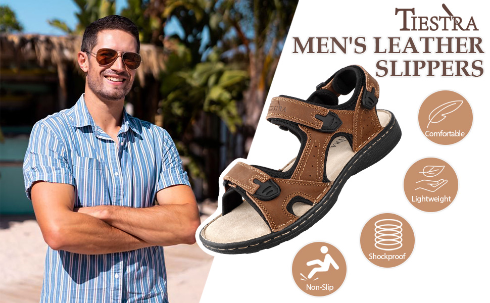 Чоловічі сандалії з натуральної шкіри для активного відпочинку та трекінгу. Легкі літні сандалії на підошві, коричневі, 45 EU