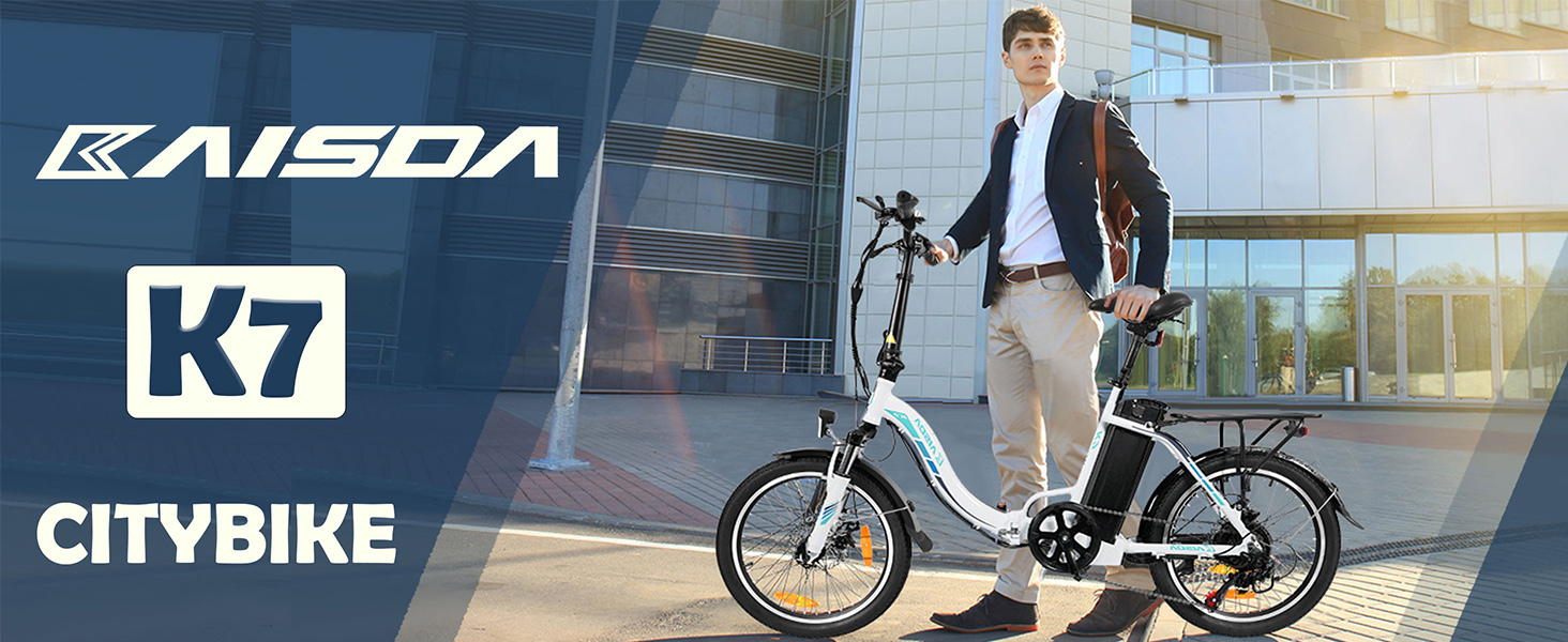 Електровелосипед  KAISDA E-Bike 20" 250W 36V 13Ah, 7-шв., до 100 км, білий