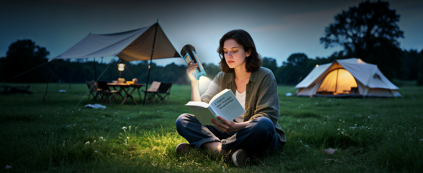 Портативна LED кемпінгова лампа 15000mAh з регулюванням яскравості, штативом, IP65, для кемпінгу, подорожей, будівництва та надзвичайних ситуацій, блакитна