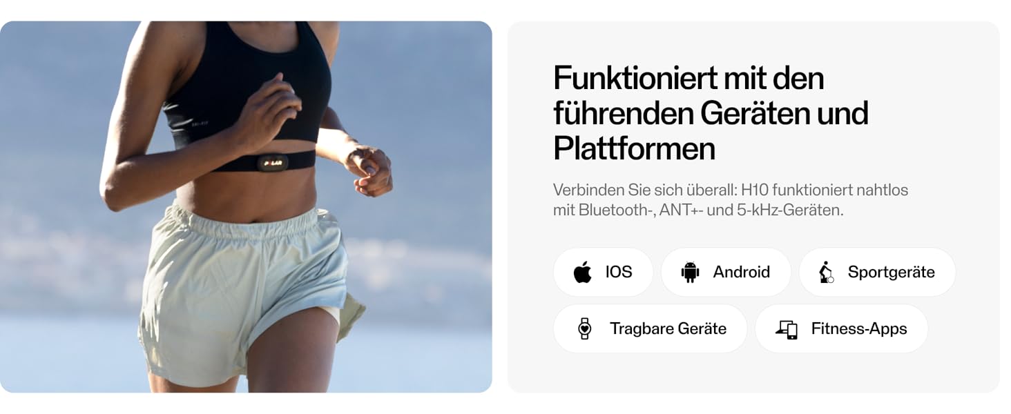 Пульсометр Polar H10 з ANT+ та Bluetooth, EKG-точність, вимірювання HRV, водонепроникний, знімний ремінець, комфортна посадка, акумулятор, сумісний з багатьма видами спорту та фітнес-тренажерами, чорний, розмір M-XXL