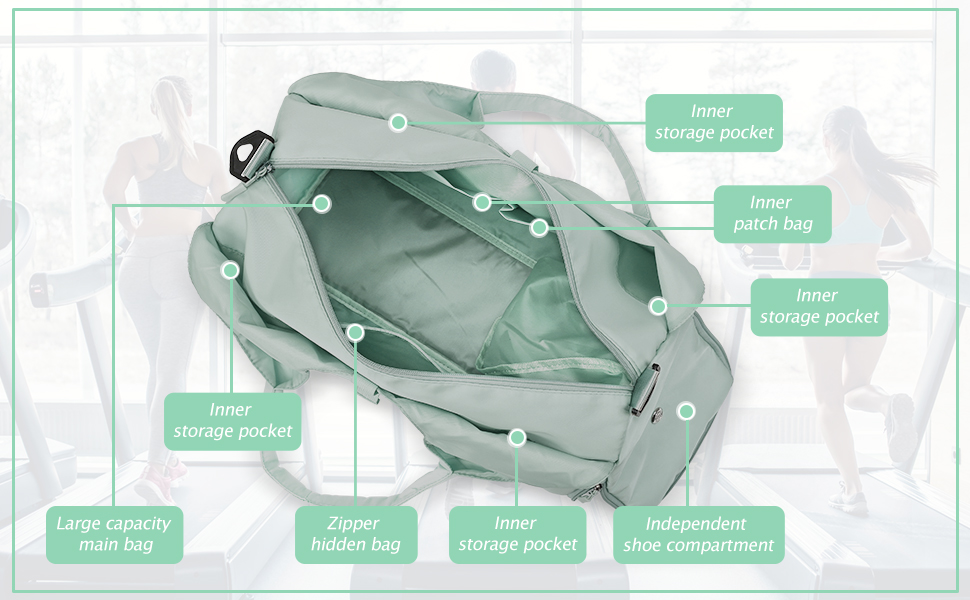 Жіноча спортивна сумка, сумка для килимка для йоги, спортивна дорожня сумка з 2 відділеннями для взуття, водонепроникна спортивна сумка для спорту, подорожей, походів (зелена)