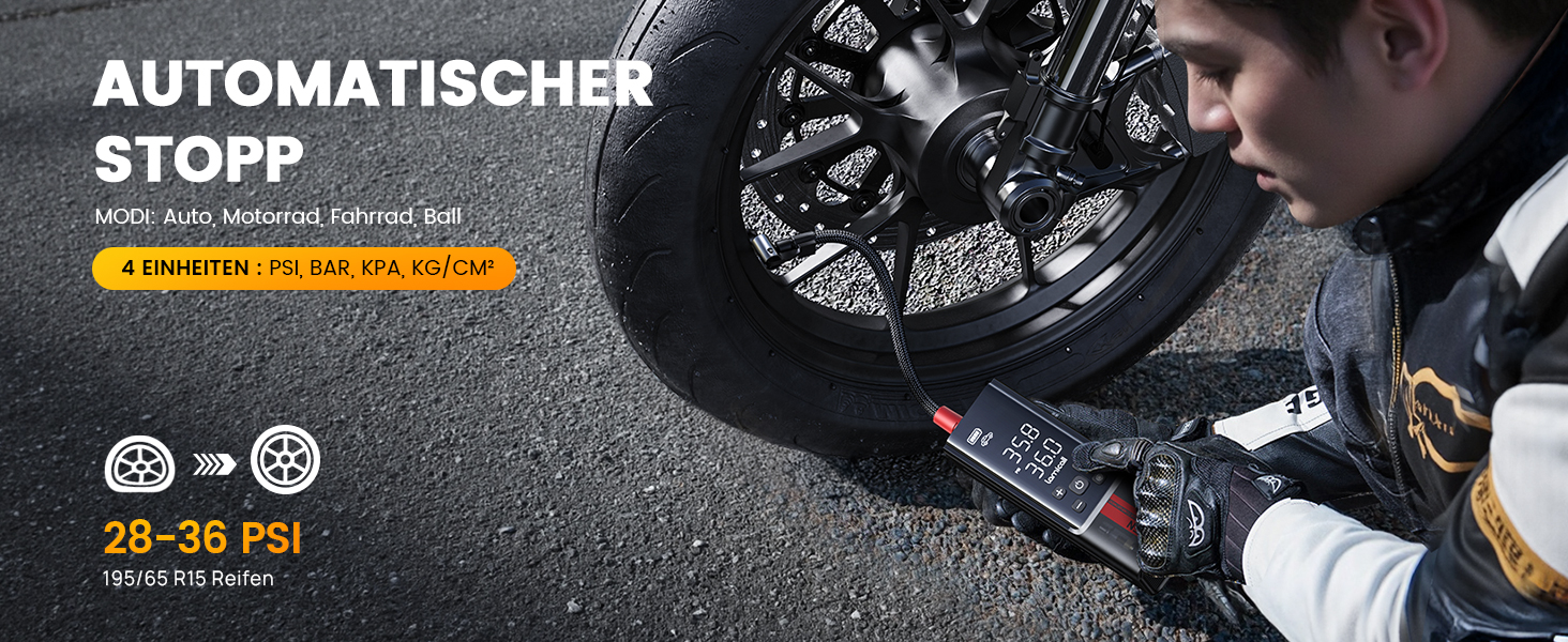 Електрична повітряна помпа Lamicall з акумулятором для велосипеда, авто, мото - 150 PSI, компресор з цифровим манометром та Powerbank, 5000mAh з металевим циліндром