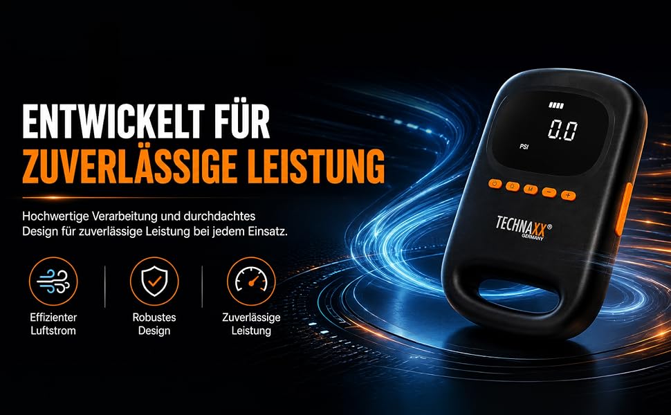 Електричний акумуляторний насос Technaxx SUP 20 PSI для сапбордів, каяків та човнів, з цифровим дисплеєм та Powerbank 7500 mAh, 6 насадок, TX-266
