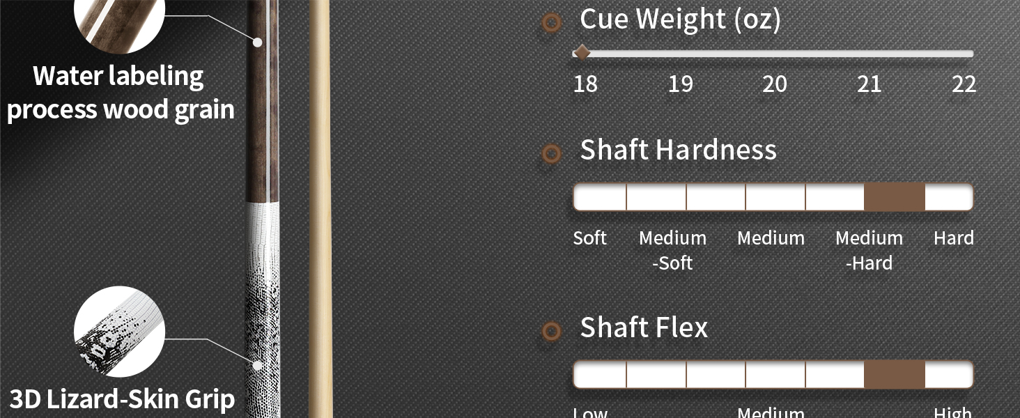 Професійний більярдний кий Kmise з низькою відволікаючою обшивкою, 147 см, канадське кленове дерево, 13 мм шкіряний наконечник, 3D протиковзкий хват, точний контроль для дорослих/початківців/професіоналів (Коричневий (510 г))
