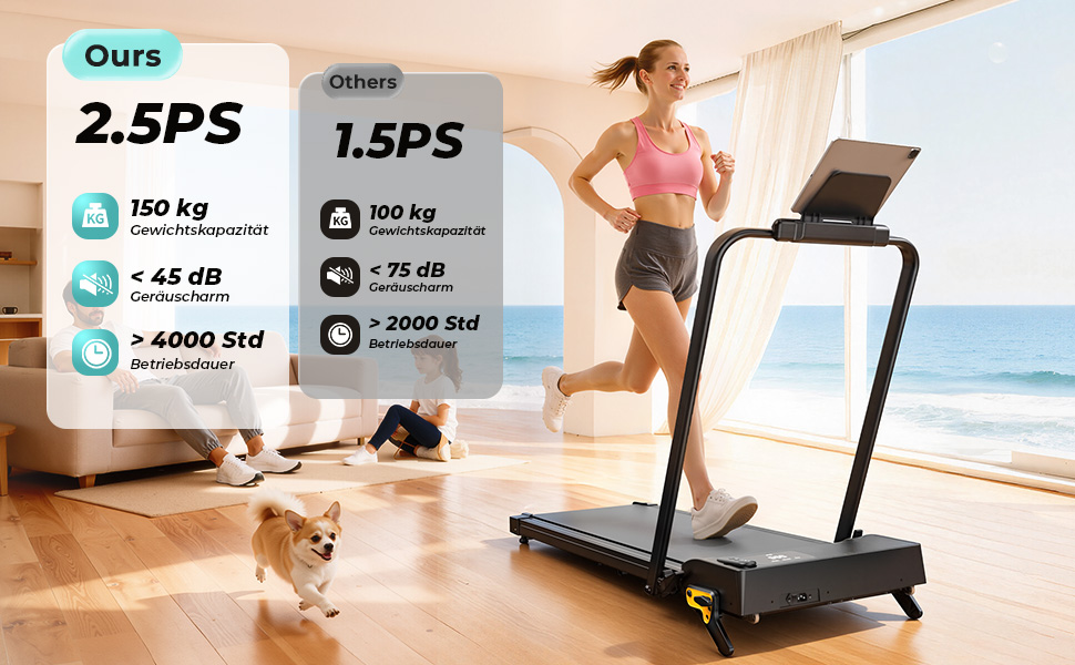 Складана бігова доріжка для дому та офісу Enboy, швидкість 12-14 км/год, ручне регулювання нахилу, LED-дисплей, максимальна вага 150 кг