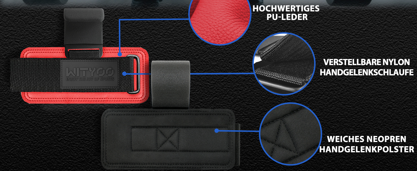 Навантажувальні петлі для важкої атлетики Zughilfen, фітнесу та пауерліфтингу, чорні. Підходять для чоловіків та жінок, для силового тренування, кросфіту та важкої атлетики.