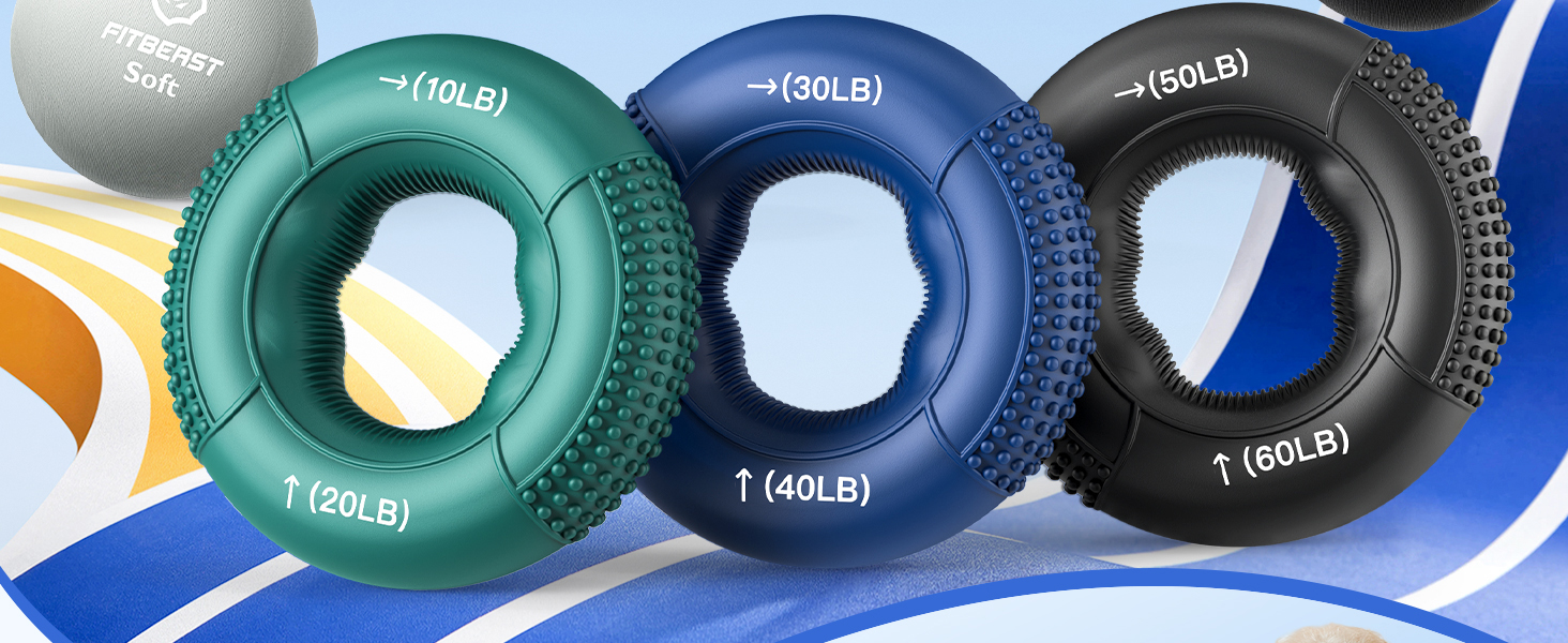 Набір для тренування рук FitBeast (6 шт.) - для силових вправ, регенерації та зняття стресу. Підходить для чоловіків, жінок та людей похилого віку.