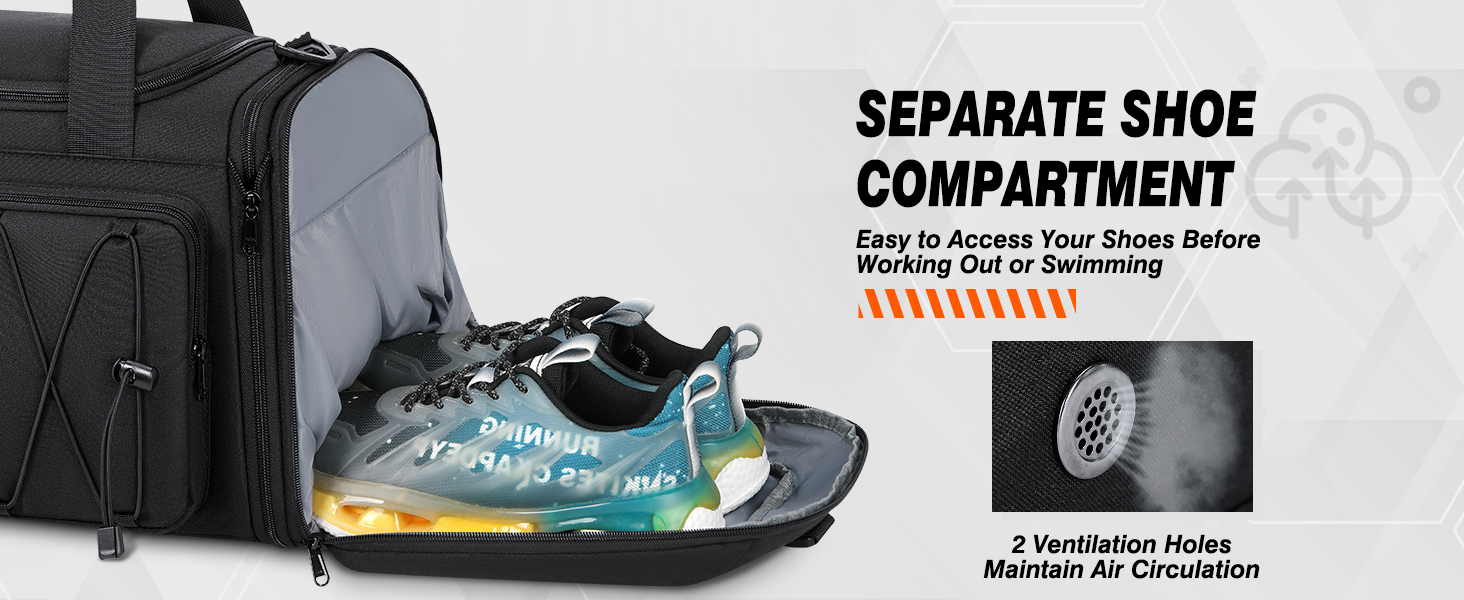 Спортивна сумка RAINSMORE 40L, водонепроникна, з відділенням для взуття, для чоловіків та жінок, чорна
