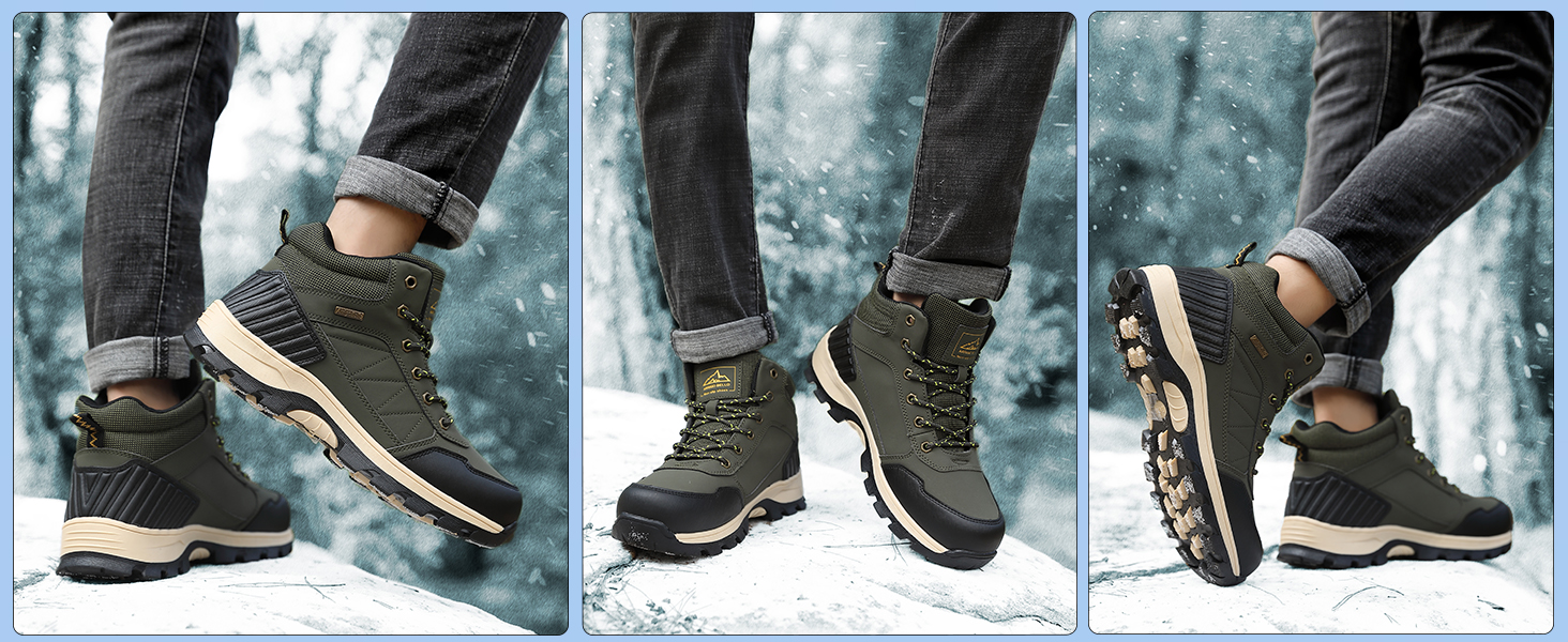 Чоловічі зимові черевики ARRIFIO BELLO: зимові черевики, вандер-черевики, трекінг черевики, утеплені, з антиковзанням, розмір 41-46, колір зелений