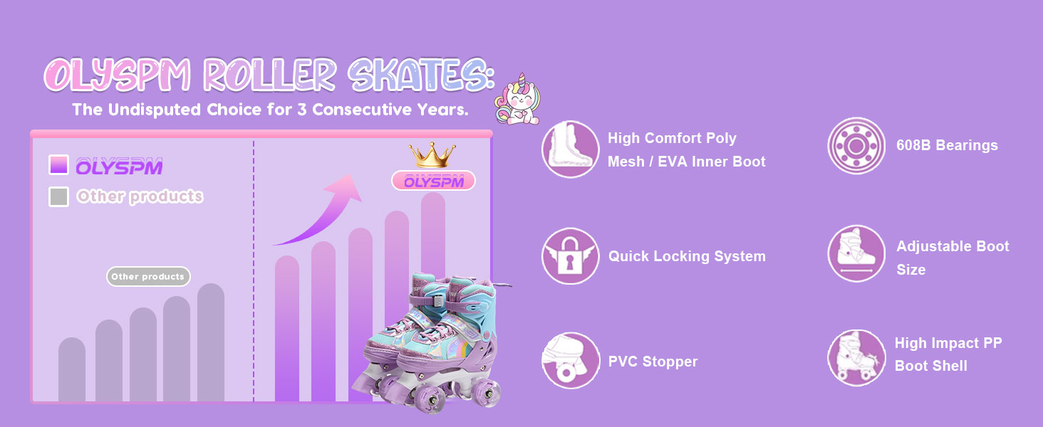 Дитячі ролики для катання, ролики для дівчаток та хлопчиків, регульовані, з LED, фіолетові, з сумкою для зберігання