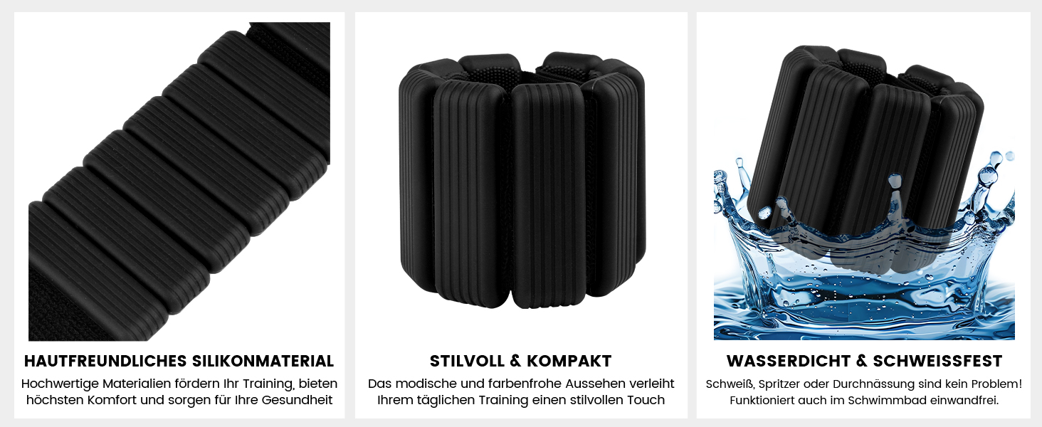 Ваги для ніг та рук, регульовані | Набір 2 шт (1 кг пара, 0,5 кг кожний) | Силіконові ваги на зап'ястя для жінок | Йога, Пілатес, танці, балет, біг, плавання, кардіо, чорний